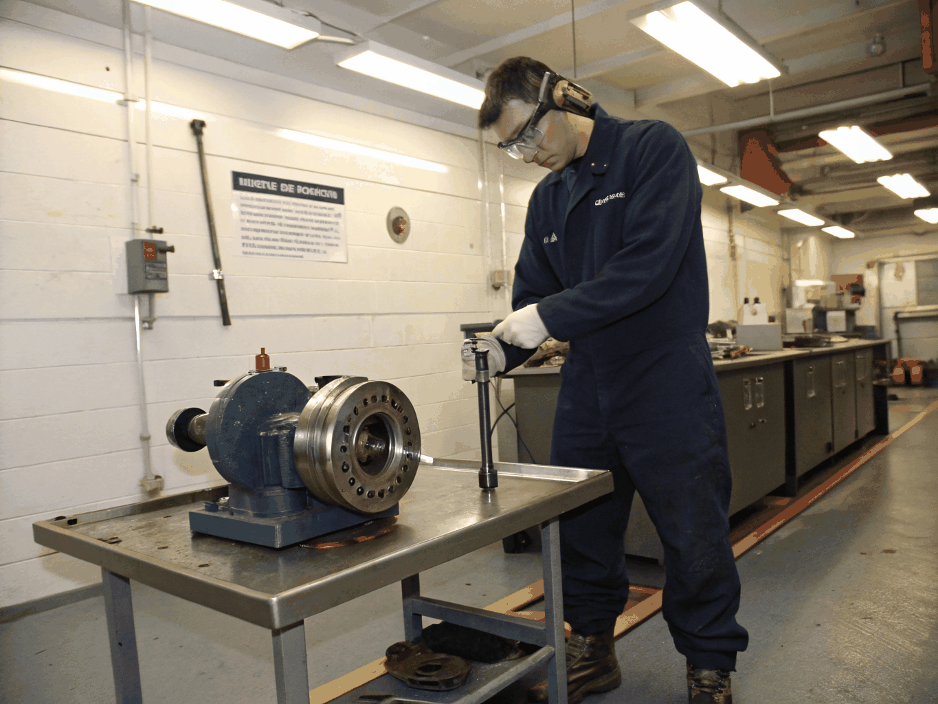 Precision hand lapping of mechanical seal face on diamond lapping plate in laboratory workshop